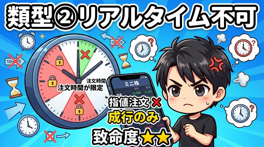 2.2　【類型②】リアルタイム不可論：希望価格を指定できない・約定タイミングが限られる（致命度★★）