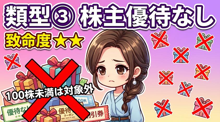 2.3　【類型③】株主優待なし論：100株未満では優待が原則もらえない（致命度★★）