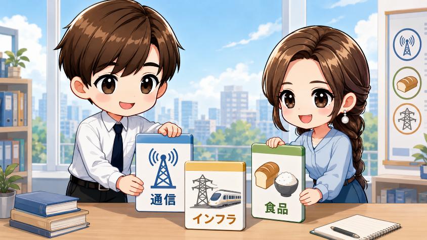 3.1　銘柄の分散　数千円で「通信×食品×インフラ」を持つ