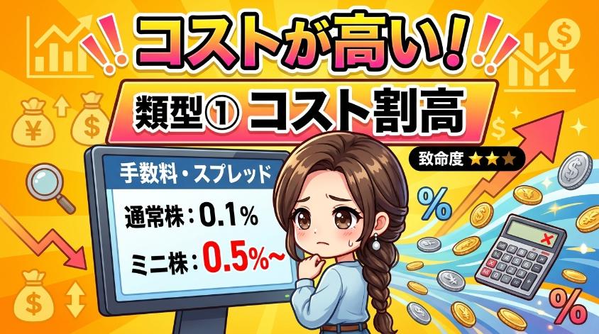 2.1　【類型①】コスト割高論：手数料・スプレッドが通常株より高くなりがち（致命度★★★）