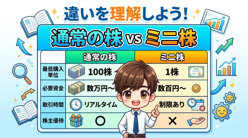 1.2　通常の株とミニ株の違い（一覧表）