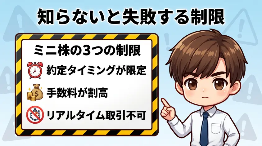 1.3 ミニ株特有の制限 失敗の温床になりやすいポイント