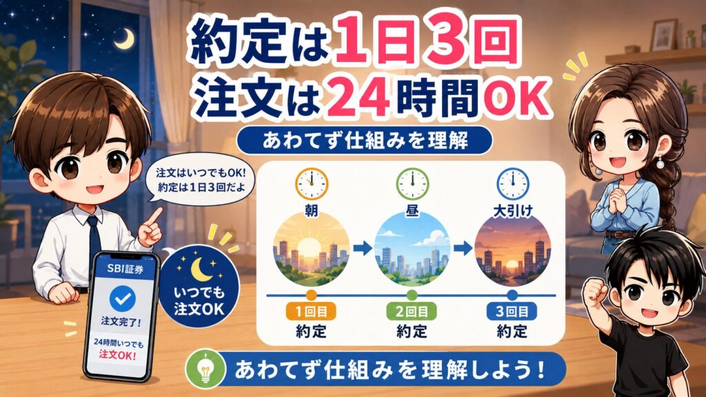 3.1　注意点①　売買が成立するのは1日3回（でも発注は24時間OK）